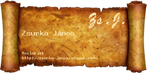 Zsurka János névjegykártya